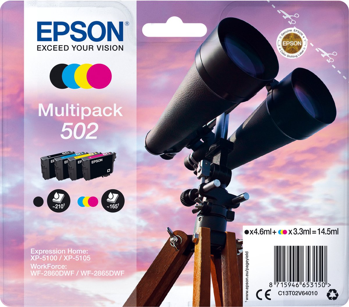 Epson multipack 4 kleuren 502 inktcartridges