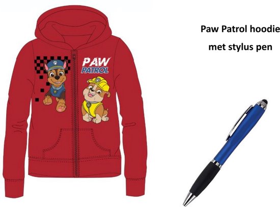 Paw Patrol Nickelodeon Hoodie met rits - Sweater met capuchon - met Stylus Pen. Maat 128 cm / 8 jaar.