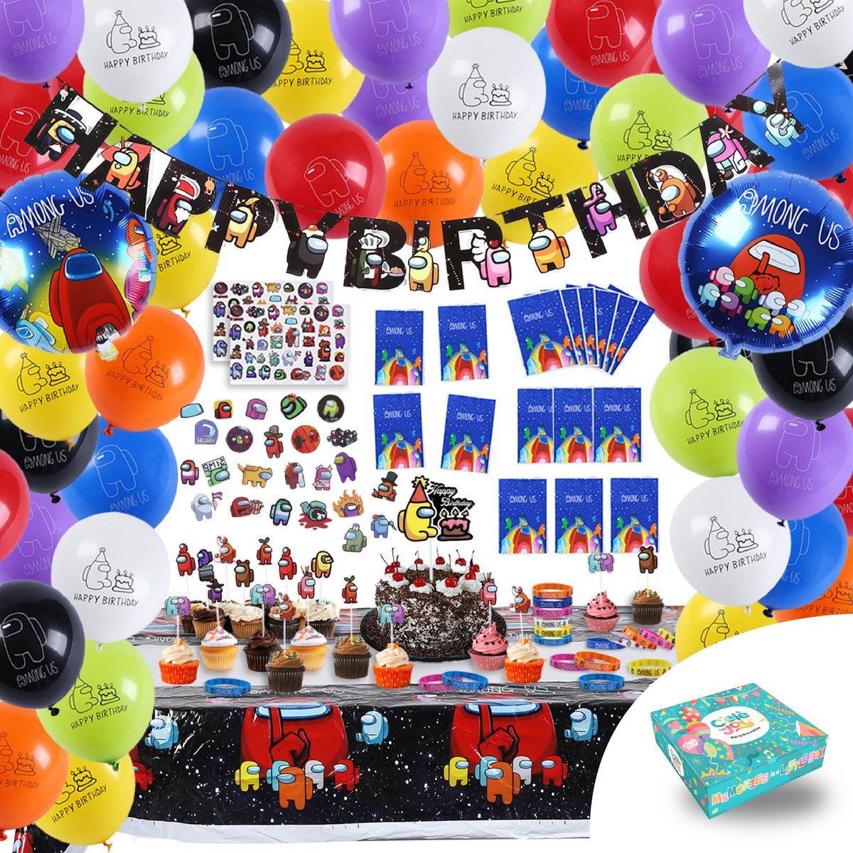 Ensemble de décoration d'anniversaire Fissaly® 156 pièces avec ballons  Fortnite Dances