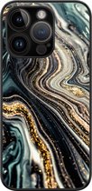 Leuke Telefoonhoesjes - Hoesje geschikt voor iPhone 14 Pro - Backcover zwart - Marmer - Multi