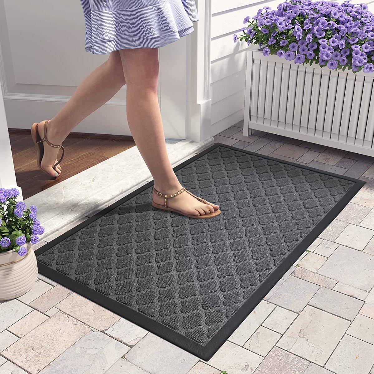 Floordirekt Deurmat voor buiten Spectral voor binnen en buiten, roestvrij en weerbestendig, deurmat, entreemat (textielvezel, rips. 54 x 83 cm Floordirekt Deurmat voor buiten Spectral voor binnen en buiten, roestvrij en weerbestendig, deurmat, entreemat (textielvezel, rips. 54 x 83 cm