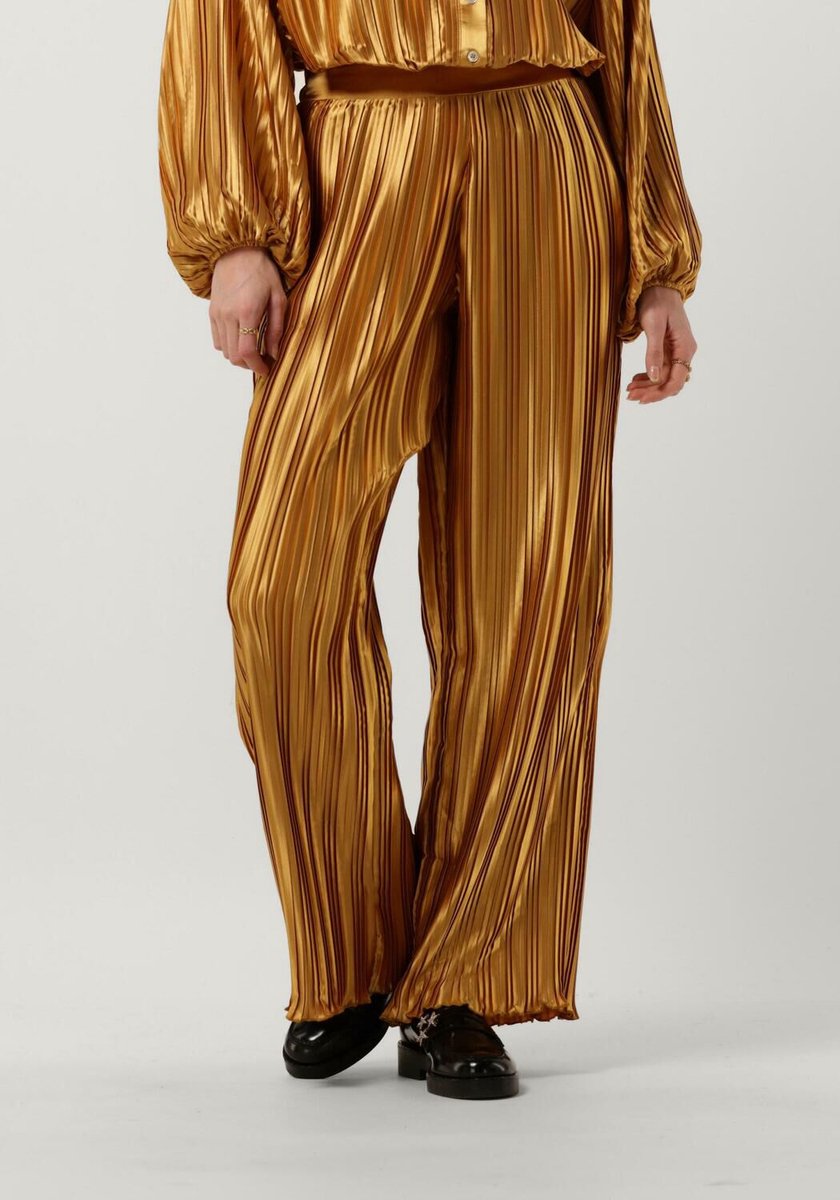 Amaya Amsterdam Abby Plisse Pants Broeken Dames - Goud - Maat M