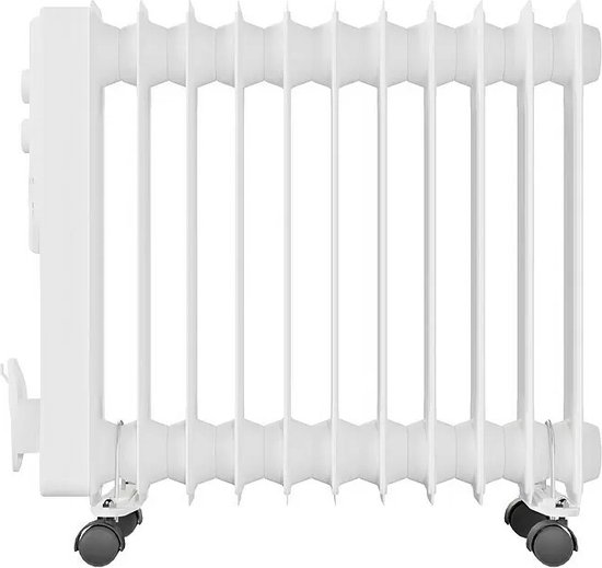 Radiator Olie – Verwarmingstoestel op Wielen – Wit – 2000W – Enkele Eenheid