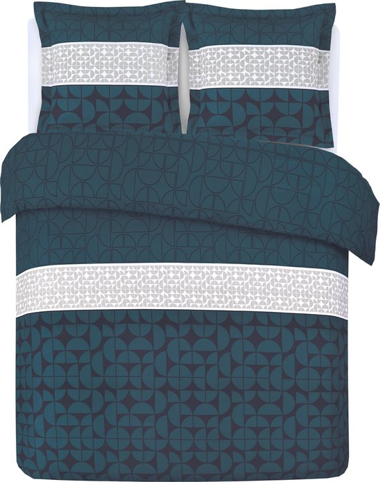 Vision - BASILE - Housse de couette 260x240cm avec 2 taies d'oreiller assorties - Kingsize - 100% coton