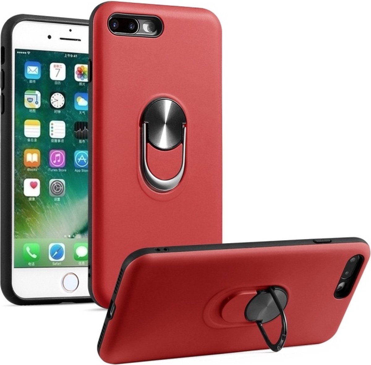 Hoesje Geschikt voor iPhone 7/8 Plus hoesje Shockproof Armor case - back cover – TPU – Rood