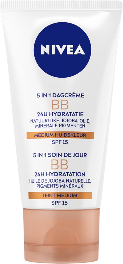 NIVEA Essentials 5in1 BB Dagcreme medium - SPF 15 - BB Cream - Met jojoba-olie en minerale pigmenten - 50 ml