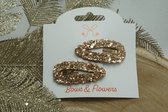 Klik klak glitter – Goud – Set van 2 – Kerst - haarclip - Bows and Flowers