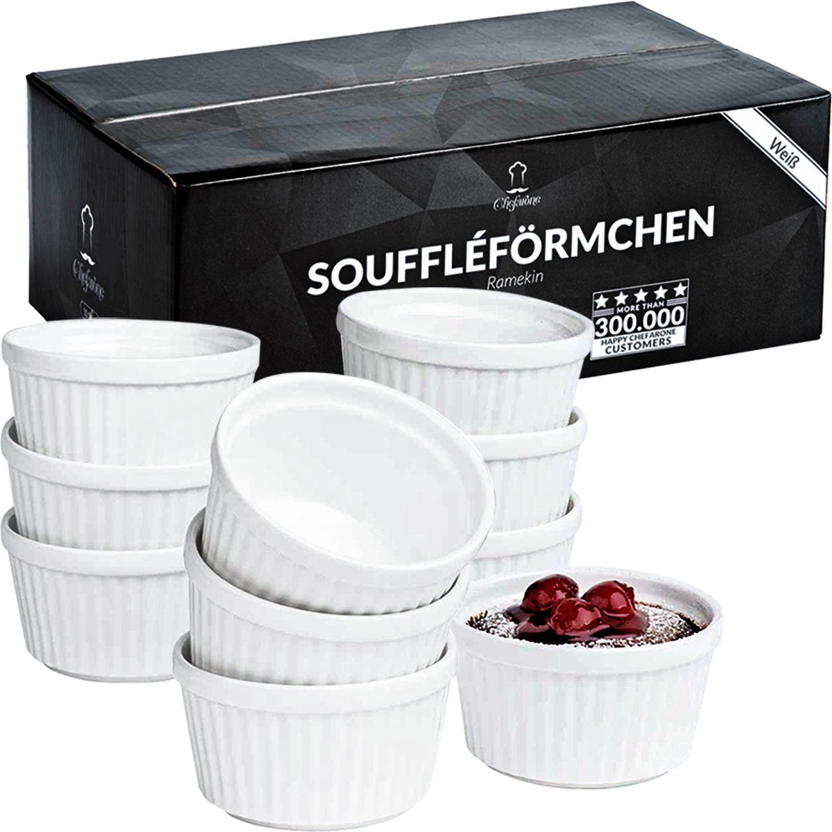 Soufflé vormpjes, 4 stuks, 240 ml, crème brûlée-schaaltjes, pasteivorm, kleine ovenvormen, mini-ovenvormen, geschikt voor oven en magnetron, sterrenblauw