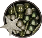 Decoris Kerstballen met piek - 33st - kunststof mos groen 5-6-8cm
