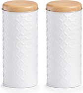Zeller voorraad/bewaar blik voor koffiepads - 2x - wit - 18 x 7,5 cm - 1 liter - opbergblik