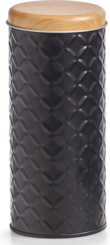1x Stockage / stock de dosettes de café noir 18 x 7,5 cm 2,4 litres - Zeller - Accessoires de cuisine - Accessoires de cuisine / décoration - Garder au frais - Stock / boîtes de rangement / stockage - Boîte à dosettes de café