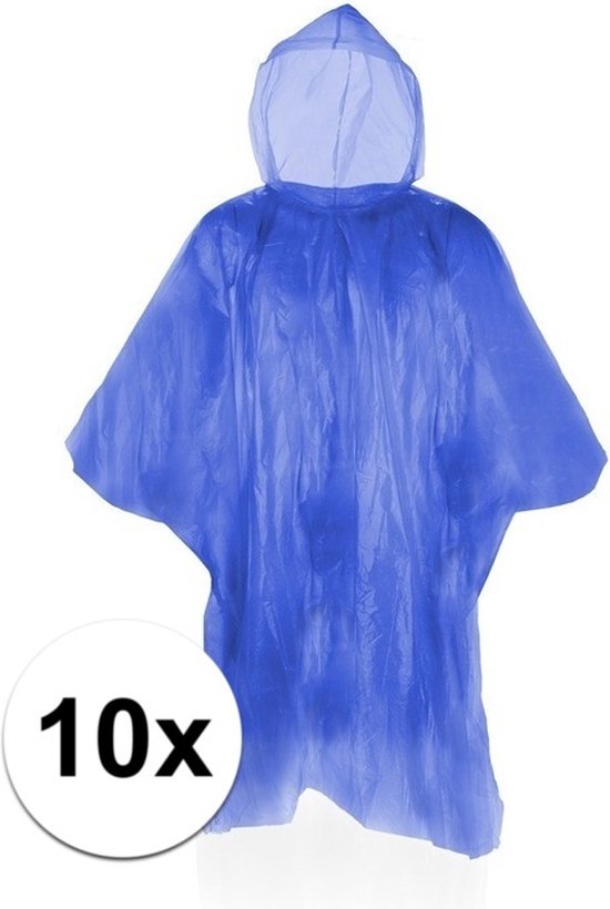 10x Voordelige wegwerp regenponcho voor volwassenen - Blauw | bol.com