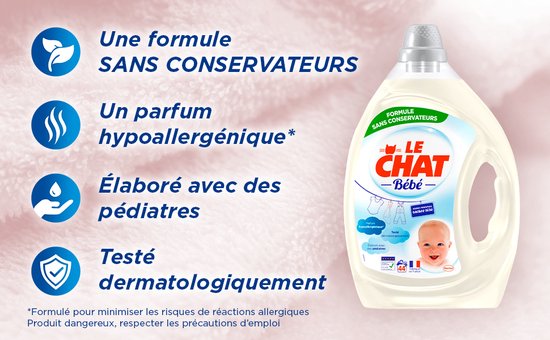 LE CHAT BEBE Lessive liquide élaboré avec des pédiatres 44 lavages