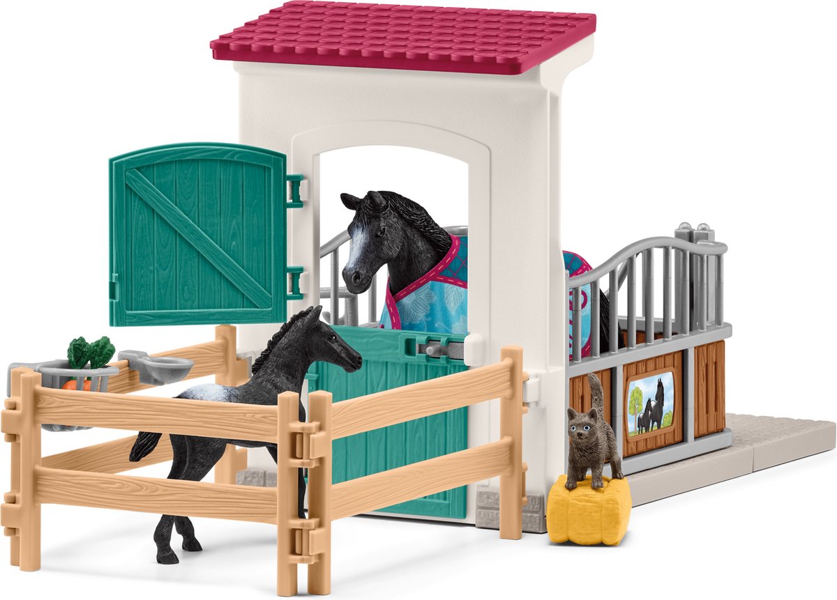 schleich HORSE CLUB - Paardenbox - met Merrie & Veulen - Afneembaar Zadel & Hoofdstel - Paarden Speelgoed - Kinderspeelgoed — afbeelding 6