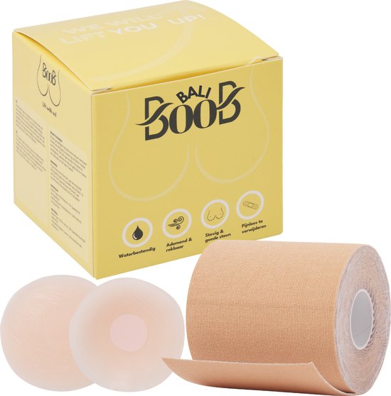 Bali Boob Tape - Boob Tape - Patchs de mamelon réutilisables en Siliconen - Ruban adhésif pour soutien-gorge - Breast Tape - Rouleau de 5M - Retrait indolore