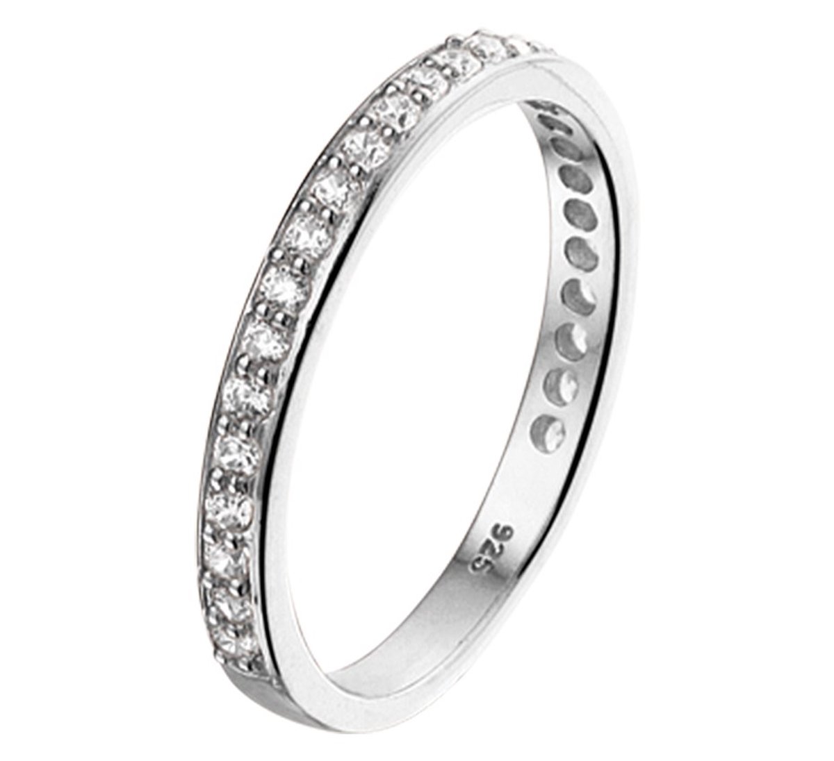 Zilver Gerhodineerde Aanschuifring zirkonia 1332556 19.00 mm (60)