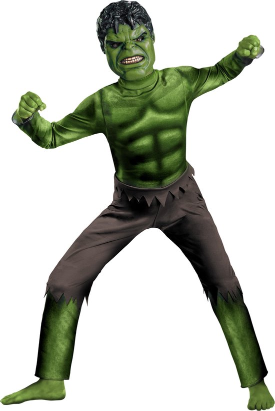 Super hero Marvel Hulk verkleedkostuum + masker voor kinderen - maat M  120-130 cm -... | bol.com
