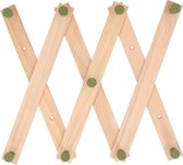 Kinderkamer kapstok verstelbaar - 9 groene haakjes - hout - 60 x 12 cm