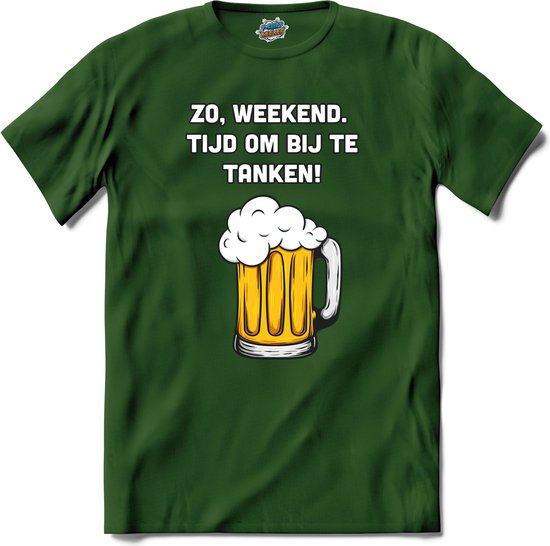 Zo weekend, bijtanken! - Bier kleding cadeau - bierpakket kado idee - grappige bierglazen drank feest teksten en zinnen - T-Shirt - Heren - Bottle Groen - Maat 4XL