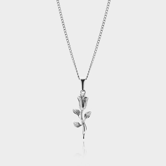 Roos Hanger Ketting - Zilveren Rose Pendant Ketting - 50 cm lang - Ketting Heren met Hanger - Griekse Mythen - Olympus Jewelry