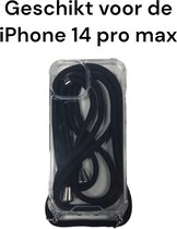 iphone 14 pro max antishock siliconen transparant hoesje met touw apple iphone 14 pro max doorzichtig backcover met koord iphone 14 pro max achterkant antischok met touw