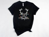 Lykke Christmas T-Shirt | Kerst | Merry and Bright | Mannen - Vrouwen - Unisex | Katoen | Zwart | Maat XXL