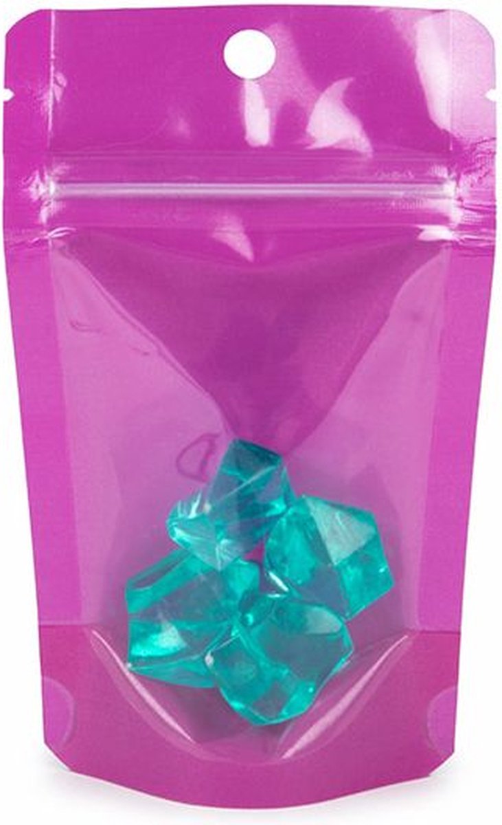 Stazakken Neon Paars 7.9x5.1x13 cm met Rond ophanggat (100 stuks)