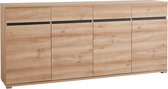 Dressoir Lazio Beuken - Breedte 192 cm - Hoogte 88 cm - Diepte 40 cm - Met lades - Met planken - Met openslaande deuren
