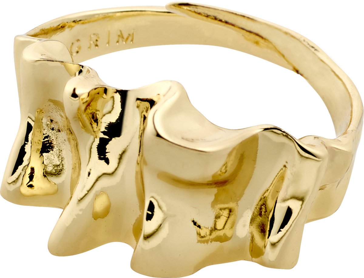 Pilgrim Willpower Ring - Sieraden Vrouw - Organische Vorm - Gerecycled Materiaal - Goudkleurig - Verstelbare Maat