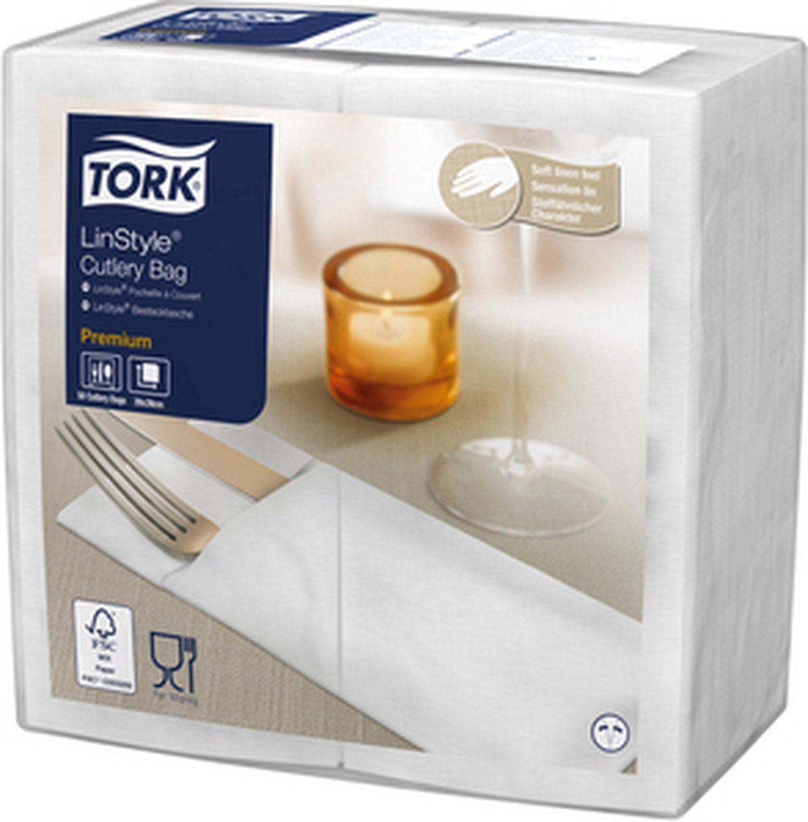 Goedkoopste Pochette Tork LinStyle® 1-laags 50st duurzaam wit 509600 - 12 stuks