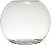 Transparante ronde bol vissenkom vaas/vazen van glas 28 x 34 cm - Bloemen/boeketten vaas voor binnen gebruik