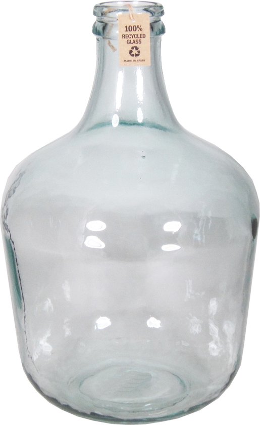 Luxe glazen vaas/vazen 12 liter met smalle hals 28 x 42 cm - Bloemenvazen van gerecycled glas