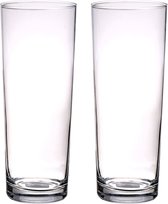 2x vase cylindrique droit / vases en verre 24 cm - petits vases en verre - vases à fleurs en verre