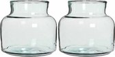 2x Transparante lage melkbus vaas/vazen van glas 20 x 21 cm - Woonaccessoires/woondecoraties - Glazen bloemenvaas - Boeketvaas