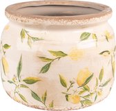 Clayre & Eef Pot de fleurs Ø 20x15 cm Jaune Céramique Citron Pot de fleurs d'intérieur