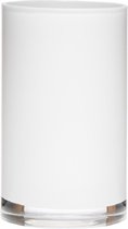 Witte home-basics cilinder vorm vaas/vazen van wit glas 20 x 12 cm - Bloemen/takken/boeketten vaas voor binnen gebruik