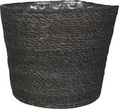 Plantenpot/bloempot van jute/zeegras diameter 18 cm en hoogte 16 cm grijs - Met binnenkant van plastic