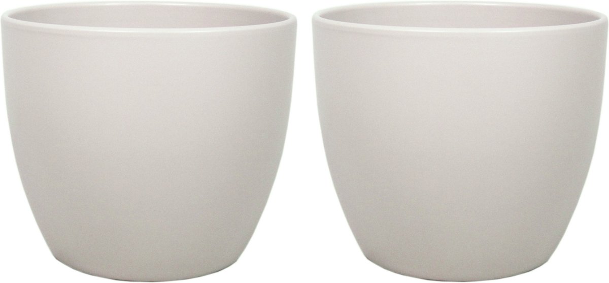 4x bloempot in kleur mat taupe keramiek voor kamerplant h13.5 x d15.5 cm- plantenpotten binnen