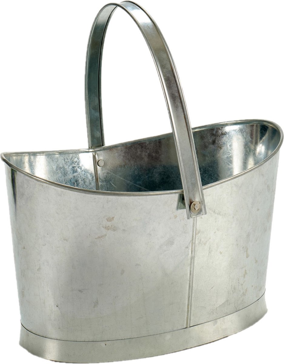 Ibergarden Plantenbak - zink - mand - ovaal - met handvat - 36 x 20 x 21 cm - plantenpot
