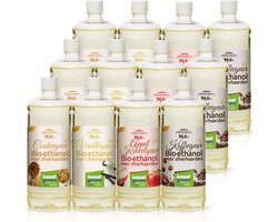 KieselGreen 12 Liter Bio-Ethanol Aromamix (Koffie, Cookies, Vanille, Kaneel/Appel) - Bioethanol 96.6%, Veilig voor Sfeerhaarden en Tafelhaarden, Milieuvriendelijk - Premium Kwaliteit Ethanol voor Binnen en Buiten
