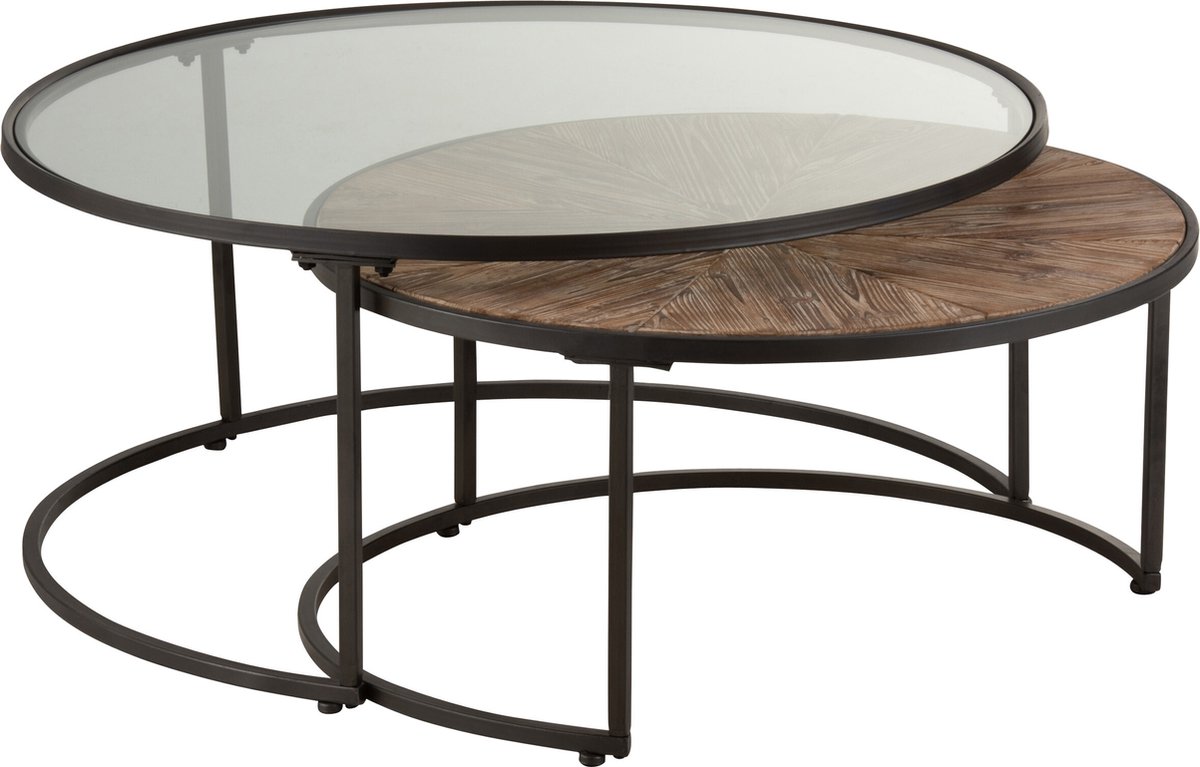 J-Line ronde salontafels - metaal - zwart - set van 2