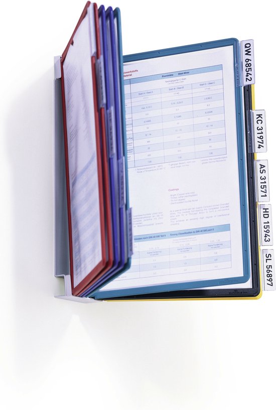 Durable Wandhouder voor bureaustandaard VARIO WALL 10 - 5567 Rood, Geel, Groen, Blauw, Zwart DIN A4 Aantal meegeleverde - Durable