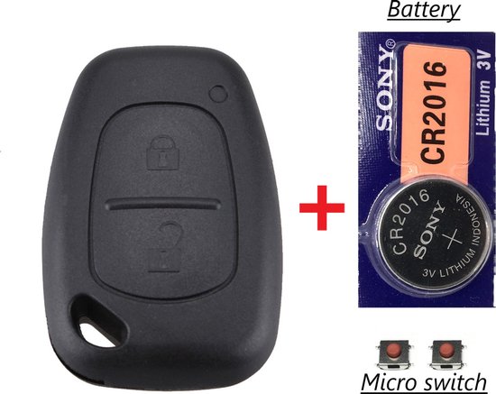 Boîtier de clé de voiture 2 boutons avec micro-interrupteurs et batterie  Sony adapté
