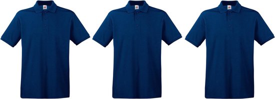 3-Pack Maat XL - Donkerblauwe/navy poloshirts premium van katoen voor heren - katoen - 180 grams - polo t-shirts