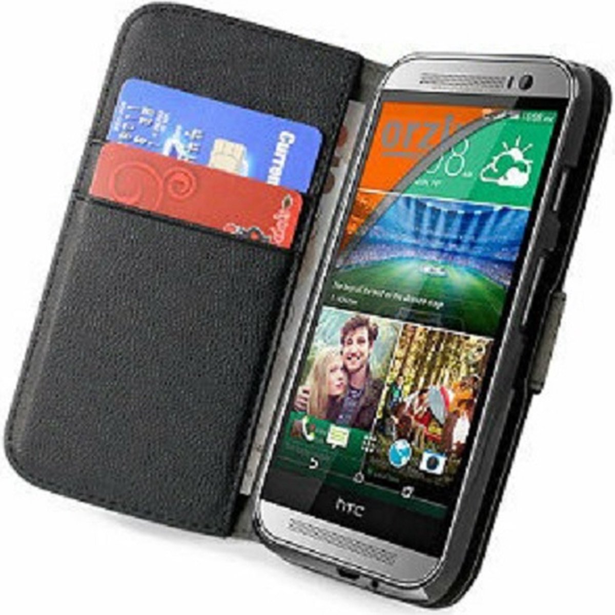 HTC One Mini 2 M8 Hoesje Met Pasjeshouder Bookcase Zwart