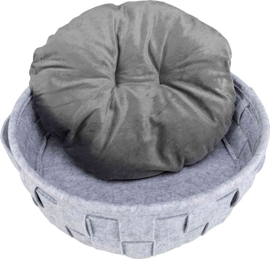 Trixie Lennie Gevlochten Kattenmand Grijs – 45 X 45 Cm