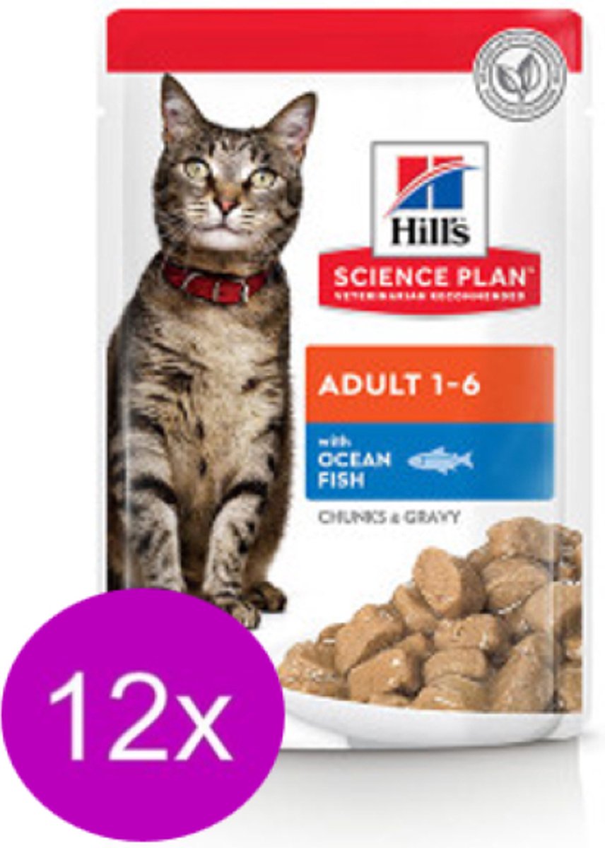 12x Hill's - feline pouch adult Zeevis - Kattenvoer - 85g