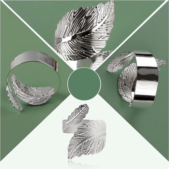 Servetringen 6 stuks - Servetring zilver blad - Servet Ringen Voor Servet van Katoen - Servet Ring voor Servetten van Linnen - Full Bloom