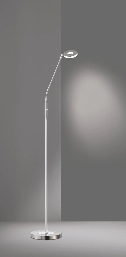 Fischer & Honsel - Vloerlamp Dent - 1x LED 6 W (incl.) - Mat Nikkelkleurige Afwerking