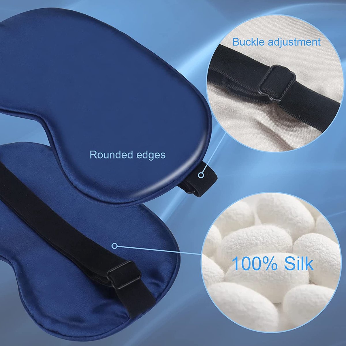 Zijden Slaapmaskers 2 Pack - Slaapmaskers Zijde Zwart & Roze Oogmasker Slaap voor Dames Heren Licht-verduisterend Ontwerp Ultra Zacht, Comfortabel Slaapmasker Verstelbare Band Met Oordopjes